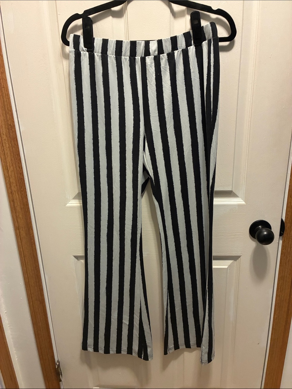 Noisy May Black and gray Vertical Stripe Boot-Cut Pants